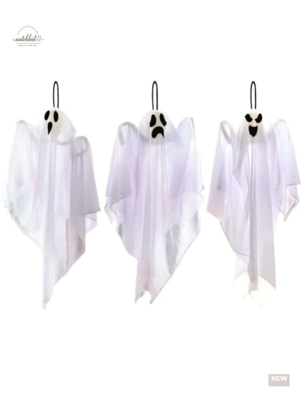 Set of 3 Halloween Hanging Ghost Decorations, Flying Ghosts for Indoor Outdoor